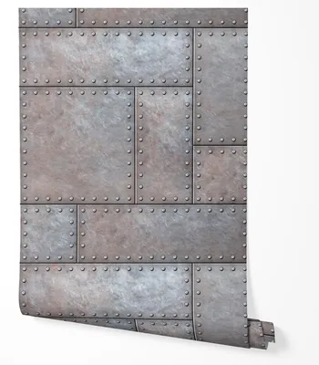Produktbild von Selbstklebende Tapete Möbelfolie Metalloptik Industrial Wandpaneel Nieten Stahl Look 3D Effekt Wohnzimmer Schlafzimmer Flur Loft Design Vintage Industrie Wandtapete 5m x 0,5m