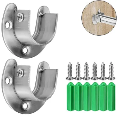 Produktbild von Kleiderstangenhalter – 2 Stück – Edelstahl – Für Kleiderstangen bis Ø 22 mm – Schrankhalterung – Stangenhalter – Rundrohrhalter – Für Garderobe