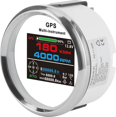 Obrázek produktu pro Multifunkční měřicí přístroj, 85 mm, GPS, barevný displej TFT, digitální displej, voltmetr, počítadlo kilometrů, tachometr pro lodě, jachty