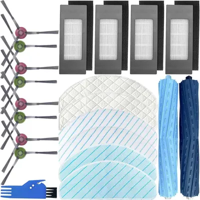 Produktbild von Ersatzteilset für Staubsauger Roboter 2 Hauptbürsten 8 Seitenbürsten 4 Filter 6 Wischtücher 1 Reinigungsbürste 19 Stück