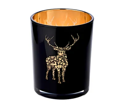 Produktbild von EDZARD Glas Windlicht Fancy schwarz H 13 cm