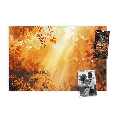 Produktbild von Magnettafel 60x40cm Pinnwand Whiteboard beschreibbar - Herbstlicher Wald