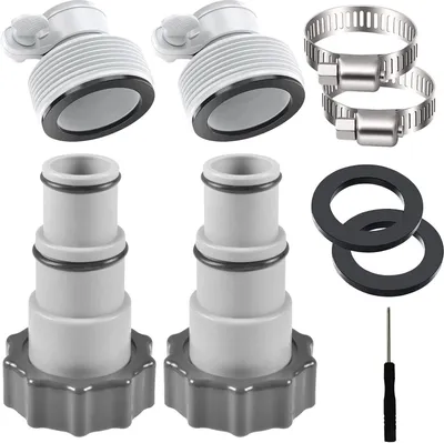 Produktbild von Pool Adapter A für Pool, 4 Stück Schlauchadapter Pool Schlauchadapter für Pumpen Poolschlauch Adapter A 32-38 mm mit Innengewinde zum Verschrauben, Anschluss für Pool-Schlauch (2+2)