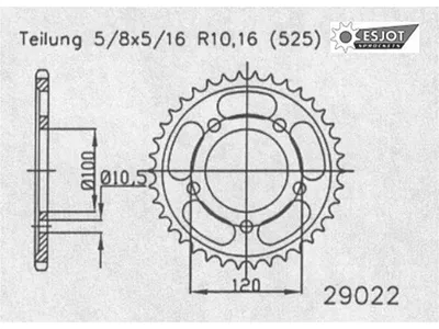 Zdjęcie produktu dla Zębatka ESJOT "29022", 525, aluminium, 44 zęby