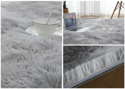 Obrázek produktu pro Měkký plyšový koberec s dlouhým vlasem, světle šedý, 300 x 200 cm