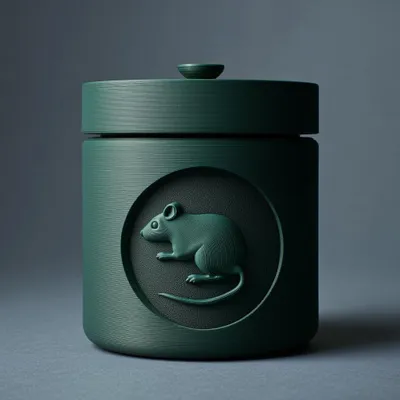 3D-gedruckte Tierurne mit Mausmotiv – Decords, Produktansicht 1
