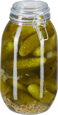 Image de Bocal en verre Relaxdays, 3 litres, avec couvercle et fermeture à clip, pour la mise en conserve et la conservation, punch, bocal de conservation, transparent