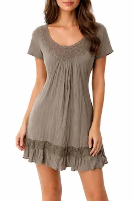 Produktbild von 006285  Tesini Damen Bluse Taupe Gr. 38 mit Spitze – Elegant & Feminin – 50% Viskose, 50% Polyester
