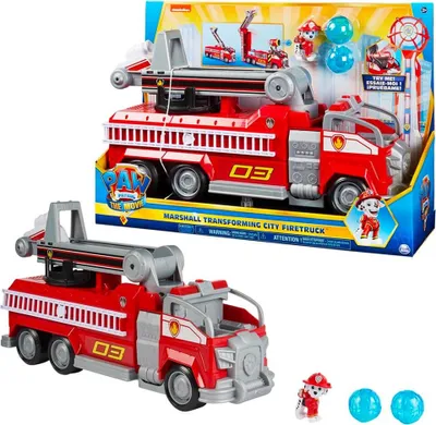 A toy fire truck and its packaging are displayed.