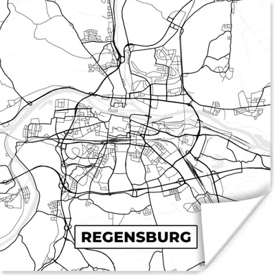 Produktbild von MuchoWow® Poster Karte - Regenburg - Stadtplan 30x30 cm - Wandposter - Printing