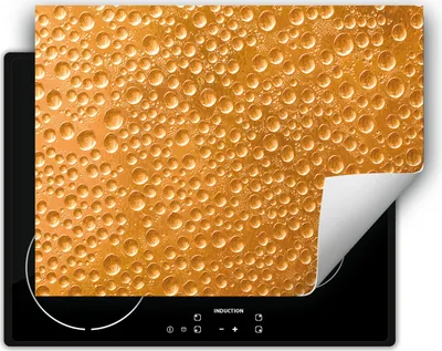 Produktbild von DarHaus Herdabdeckplatte 80x52 cm Anti Rutsch Matte Aufrollbar, Tropfen - Gold