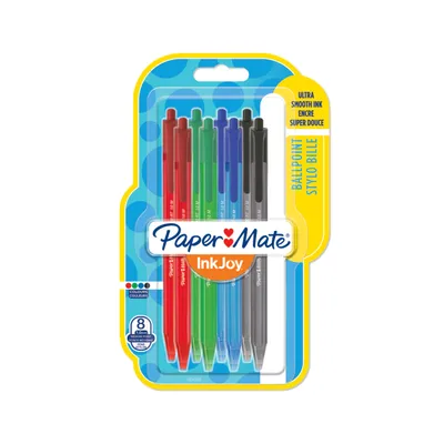 Produktbild von Papermate InkJoy 100 RT, Clip, Clip-on-Einziehkugelschreiber, Nachfüllbar, Schwarz, Blau, Grün, Rot, 8 Stück(e), Medium