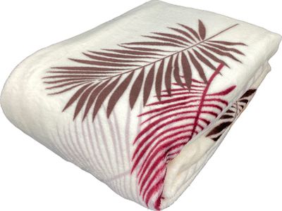 heimtexland ® Kuscheldecke Tropical Super Soft Flanell Wohndecke 150x200 Palmblätter Typ853 Braun