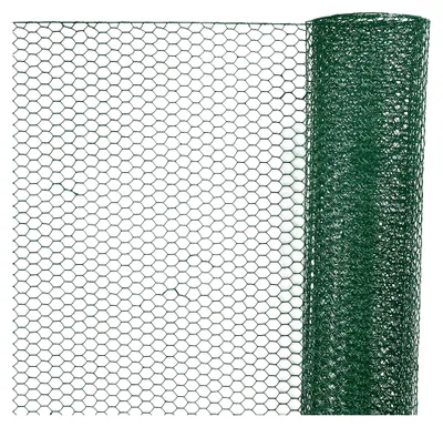 Produktbild von Sechskantgeflecht 10 m - 50 cm hoch - Maschenweite 13 mm - Materialstärke mit Ummantelung 0,7 mm - Kaninchendraht für Kleintiergehege - Grün