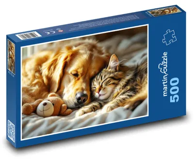 Obrázek produktu pro martinpuzzle - Puzzle 500 - Kočka a pes spí s plyšákem