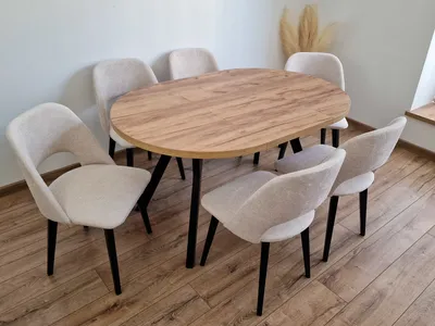 Produktbild von Giuseppe Runder Ausziehbarer Esstisch Durchmesser 100 / 150 / 200 cm, Platz für 4-10 Personen Skandinavische LOFT Craft Goldoptik Schwarze Holzbeine