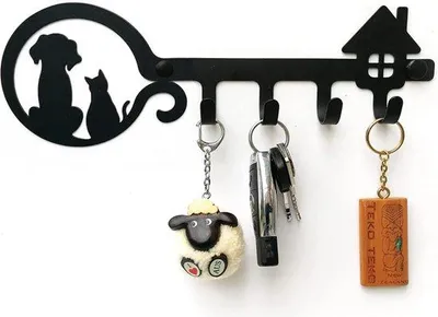 Immagine prodotto di Portachiavi a forma di gattaio in acciaio, nero, 28 x 9,5 cm, 4 ganci