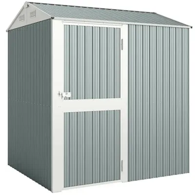 Image de Abri de jardin en métal - 3,5 m² - Fermeture par clé - Étanche - Ventilation du toit - 209 x 177 x 236 cm - Vert armée