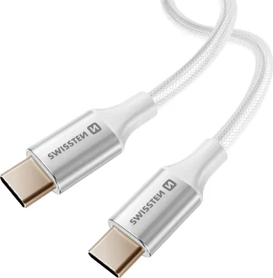 Zdjęcie produktu dla Swissten, kabel USB-C do USB-C Pleciona konstrukcja Ochrona przed splątaniem, biały