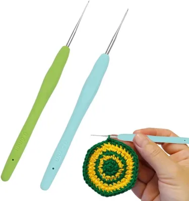 Image de Aiguilles à tricoter en bois, de 0,5 et 0,6 mm, avec manche ergonomique, lot de 2, pour le tricotage fin