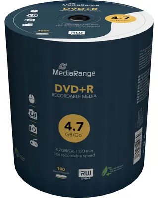 Produktbild von MediaRange DVD+R 4.7GB|120min 16-fache Schreibgeschwindigkeit, 100er Pack, MR443