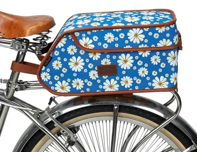 Produktbild von Fahrradkorb, aufrecht stehend - Wasserdichtes Canvas - 37,5 x 18,5 x 20,5 cm - Blumenmuster - Für Fahrräder und Picknicks