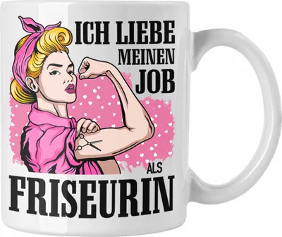 Produktbild von Trendation - Friseurin Tassen Geschenk Zubehör Geschenkideen Friseursaloneröffnung Frisörin Tasse Kaffeetasse Spruch Friseur (Weiß)