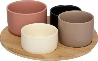 Image de Set apéritif « wavy bliss » 5 pièces en bambou et céramique - SG Secret de Gourmet