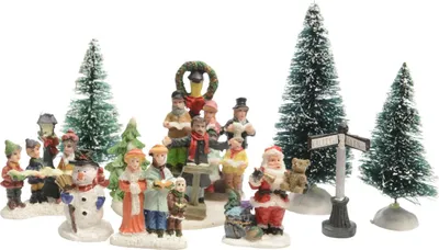Produktbild von Lumineo Dekofiguren Weihnachtsdorf Polyresin 6-7 cm bunt 10 Stück