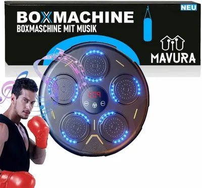 Obrázok produktu pre BOXMACHINE boxovací stroj LED nástenné boxovacie tréningové zariadenie úderový cieľ boxovacie vrece nástenný cieľ Bluetooth hudobné svetlo