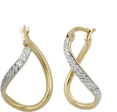 Produktbild von Creole Ohrring 23x2mm oval bicolor diamantiert geschwungen 9Kt GOLD gold 23x2mm