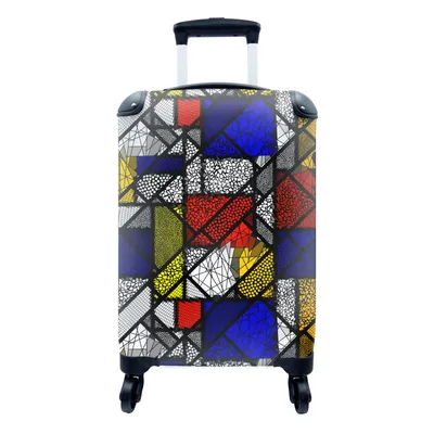 Produktbild von MuchoWow® Koffer Handgepäck Trolley Rollkoffer Kleine Reisekoffer mit 4 Rollen - Kunst - Regenbogen - Mondrian - Muster - Cabin Size < 55x40x23 cm & 55x40x20 cm - Fotokoffer - Kabinenkoffer - Boardgepäck - Reise-Box - Reisekoffer - Reisegepäck - Koffer mit Bild - Trolley für Kinder