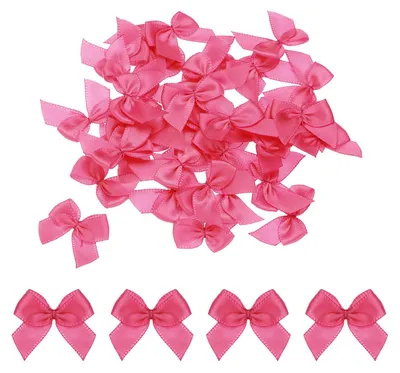100 Mini-Satinband-Schleifen, 2,5 cm, rosa-rot, zum Basteln und Dekorieren