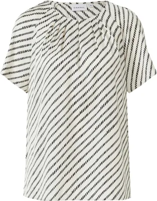 Produktbild von Comma Satin Bluse Weiß, entspannte Passform, mit Raffung und Raglanärmeln, Größe 46