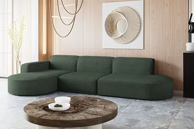 Produktbild von Ecksofa Designer, Sofa L form MODENA stoff Poso Grün Links