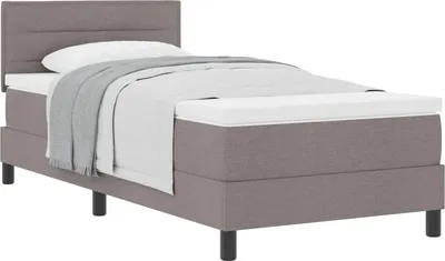 Zdjęcie produktu dla Łóżko sprężynowe Z zagłówkiem Ciemnoszary 90 x 200 cm tkanina