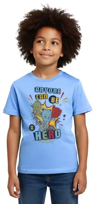 Produktbild von Spreadshirt PJ Masks Anyone Can Be Hero Pyjamahelden Kinder T-Shirt, 110/116 (5-6 Jahre), Himmelblau