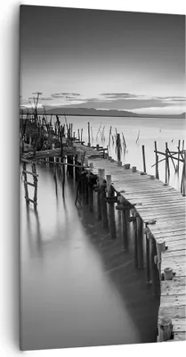Produktbild von Bild auf Leinwand - Leinwandbild - Meer Brücke Landschaft Natur - 65x120cm - Wand Bild - Wanddeko - Leinwanddruck - Bilder - Kunstdruck - Wanddekoration - Leinwand bilder - Wandkunst - PA65x120-3082