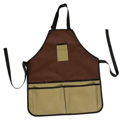 Produktbild von Gartenschürze aus Oxfordstoff – Grüne Schürze mit Taschen für Gartenarbeiten