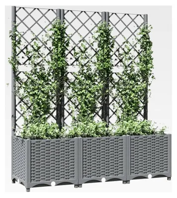 Produktbild von Pflanzkübel mit Rankgitter und Pflanzkasten in Hellgrau 120x40x136 cm aus Polypropylen