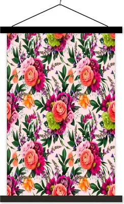Produktbild von MuchoWow® Textilposter Blumen - Rosen - Lila 120x180 cm mit schwarzem Rahmen - Fotos