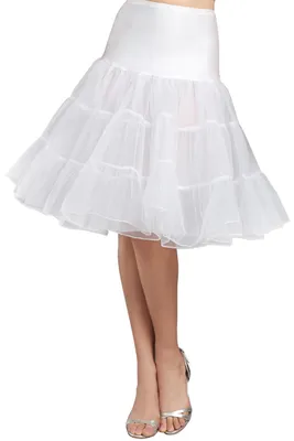 Productafbeelding van Kumeng dames, vintage tule petticoat, half slip, tutu onderrok, 68,6 cm, wit