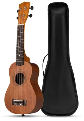 Immagine prodotto di Ukulele da 21 pollici in legno di mogano, set di ukulele con tracolla regolabile, set di chitarra con plettro e corde in nylon, custodia, strumenti musicali per adulti e bambini