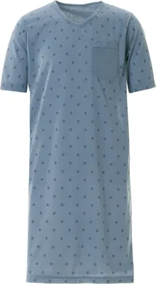Produktbild von Herren Nachthemd kurzarm mit Brusttasche Schlafshirt , Farbe:Taubenblau, Größe:M