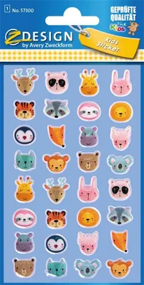 Produktbild von AVERY Zweckform ZDesign KIDS Glossy-Sticker "Tiere" 32 Sticker auf 1 Bogen