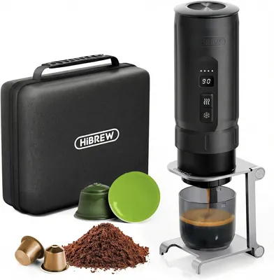 Produktbild von Tragbare Espressomaschine mit Akku, USB-C Kaffeemaschine für Camping & Reisen, Für Kapseln und Gemahlenen Kaffee, 100ml