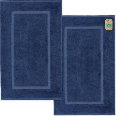 Produktbild von Lavea® 2er Set Badematte 50x80 cm – rutschfeste, Waschbare Badematten aus 100% Baumwolle, Frottierserie Elena, Navy