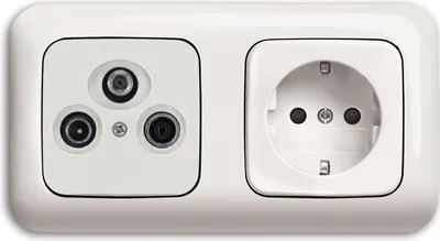 Produktbild von BUSCH JÄGER Komplettset/Antennensteckdosen-Einsatz Radio/TV/SAT (**) WISI + 2fach Rahmen und Abdeckung inkl. 1 x Steckdose 20 EUC-214, Reflex SI Alpinweiß