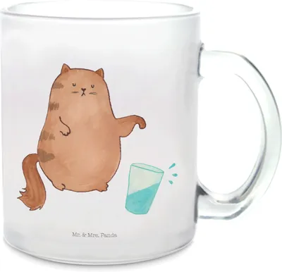 Produktbild von Mr. & Mrs. Panda Tee Tasse Katze Wasserglas - Transparent - Geschenk, Cat, Glas, Katzen, Teetasse, Pott, Häferl, Trinkglas, Haferl, Cats