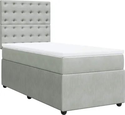 Obrázek produktu pro vidaXL Postel Boxspring s matrací Light Grey 100x200 cm Velvet